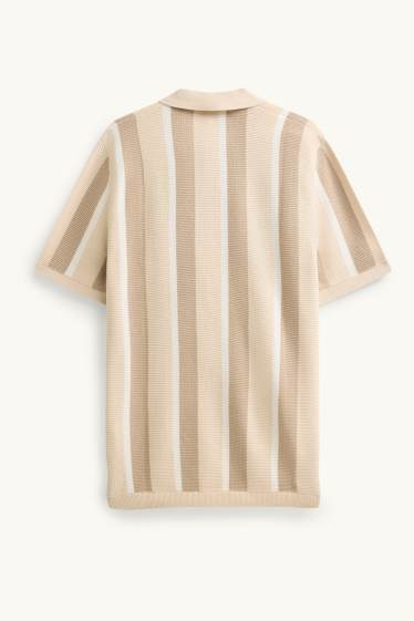 Hommes - Polo en maille - regular fit - à rayures - finition texturée - beige