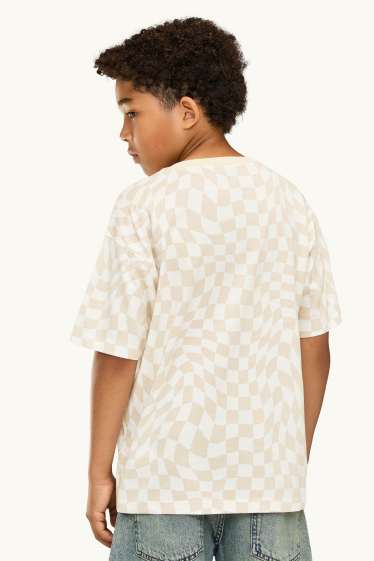 Bambini - Skateboard - maglia a maniche corte - a quadretti - bianco / beige