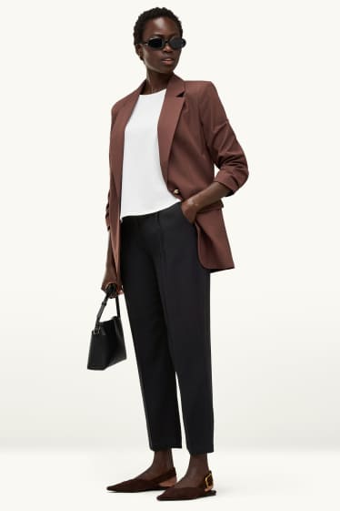 Dames - Pantalon - high waist - tapered fit - zwart
