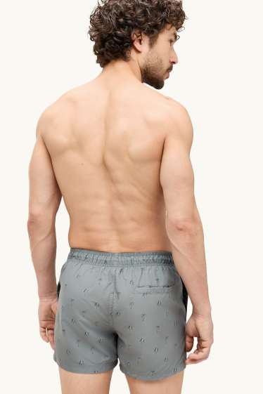 Hommes - Short de bain - à motif - gris