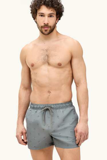 Hommes - Short de bain - à motif - gris