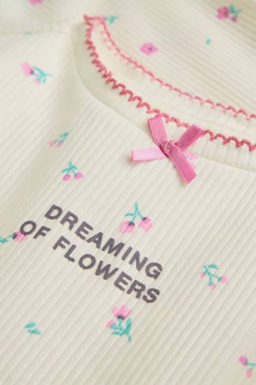 Nena - Flors - pijama - acanalat - 2 peces - blanc