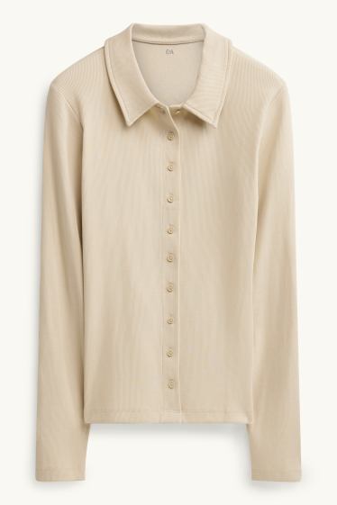 Donna - Camicetta - a coste - beige