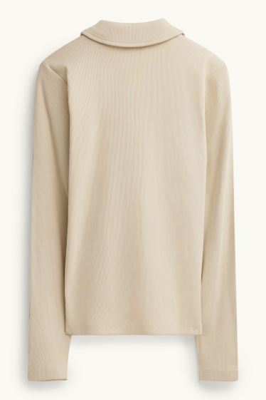 Donna - Camicetta - a coste - beige