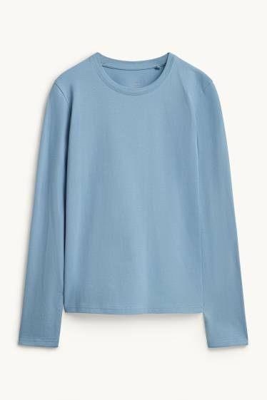 Femmes - Haut à manches longues - slim fit - bleu clair