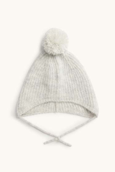 Unisex - Baby - pom-pom hat - light gray