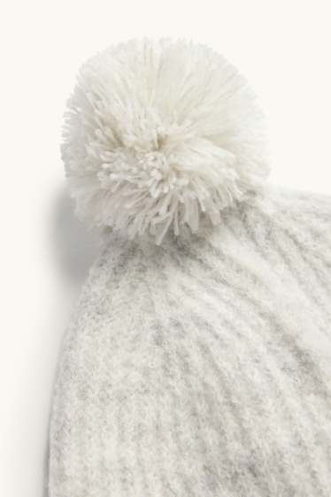 Unisex - Baby - pom-pom hat - light gray