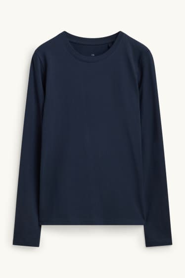 Femei - Tricou cu mânecă lungă - slim fit - albastru închis