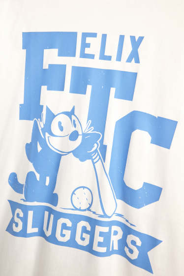 Herren - T-Shirt - Oversized - Felix the Cat - cremeweiß