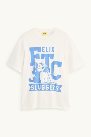 Herren - T-Shirt - Oversized - Felix the Cat - cremeweiß
