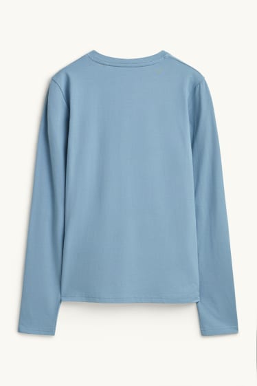 Femmes - Haut à manches longues - slim fit - bleu clair