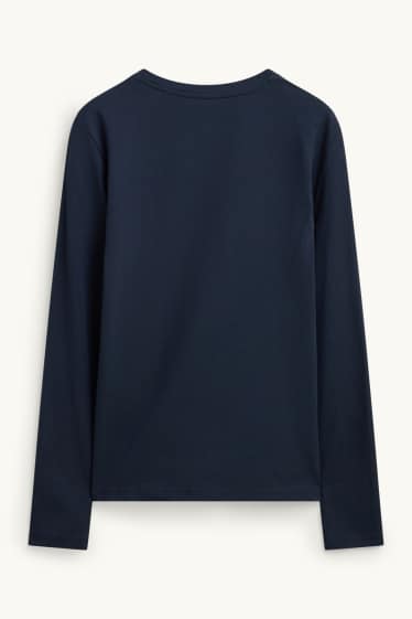 Femei - Tricou cu mânecă lungă - slim fit - albastru închis
