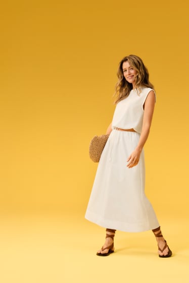 Donna - Sandali - effetto rafia - similpelle - beige / marrone