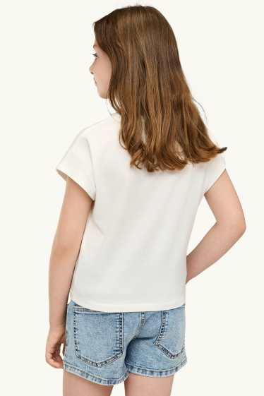 Kinderen: meisjes - Teddybeer - T-shirt - wit