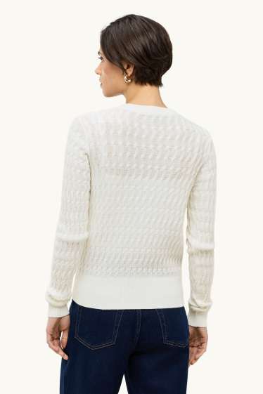 Dona - Jaqueta de punt - trenat - blanc