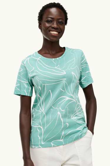 Damen - T-Shirt - Regular Fit - gemustert - hellgrün