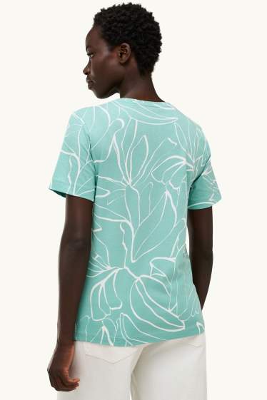 Damen - T-Shirt - Regular Fit - gemustert - hellgrün