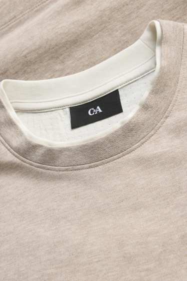 Bărbați - Tricou - regular fit - aspect 2 în 1 - maro