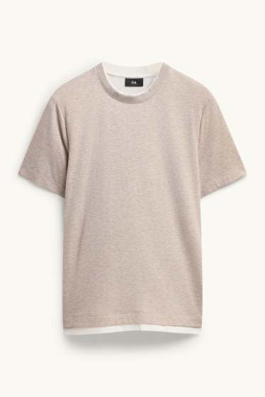 Bărbați - Tricou - regular fit - aspect 2 în 1 - maro
