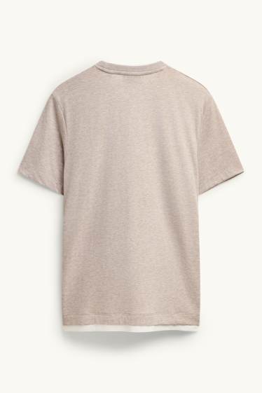 Bărbați - Tricou - regular fit - aspect 2 în 1 - maro