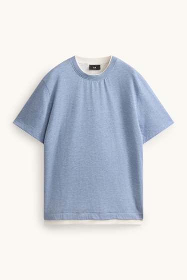 Bărbați - Tricou - regular fit - aspect 2 în 1 - albastru