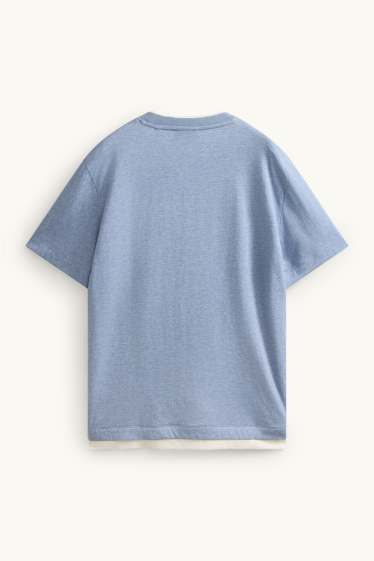Bărbați - Tricou - regular fit - aspect 2 în 1 - albastru