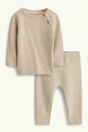 Baby Buben - Erstlingsoutfit - 2 teilig - Zopfmuster - beige