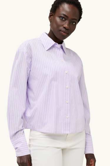 Dames - Hemdblouse - met strepen - lila