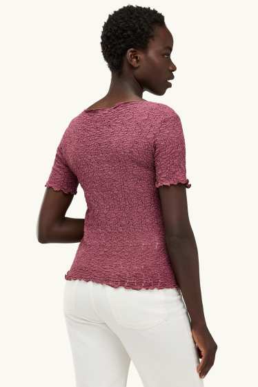 Damen - T-Shirt - Regular Fit - strukturiert - dunkelrot