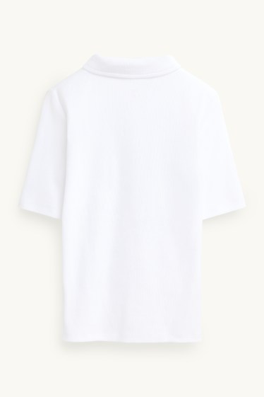 Damen - Poloshirt - Regular Fit - gerippt - weiss