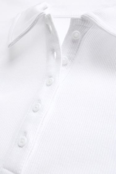 Damen - Poloshirt - Regular Fit - gerippt - weiss