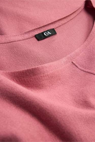 Damen - Feinstrick-Pullover - dunkelrosa