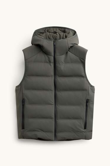 Heren - Sport-bodywarmer met capuchon - waterafstotend - donkergroen