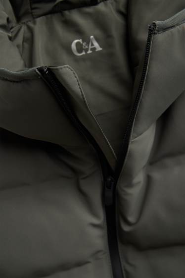 Heren - Sport-bodywarmer met capuchon - waterafstotend - donkergroen