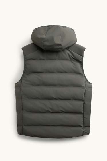 Heren - Sport-bodywarmer met capuchon - waterafstotend - donkergroen