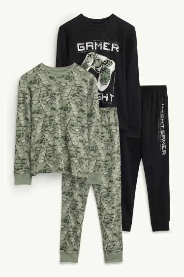 Copii - Băieți - Multipack 2 buc. - gamer - pijama - 4 piese - negru
