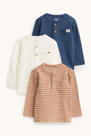 Baby Boys - Multipack of 3 - toadstool - baby long sleeve top - textured - white / blue