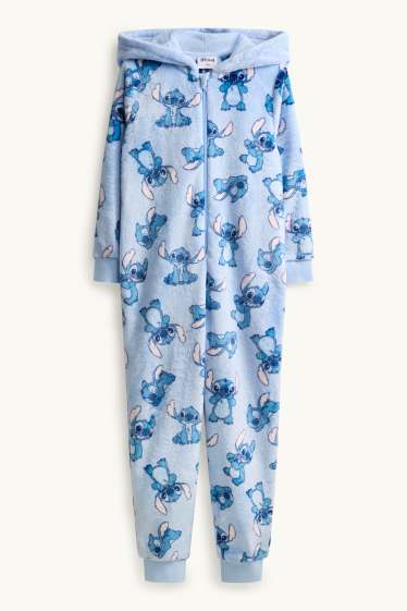 Kinderen: meisjes - Lilo & Stitch - onesie met capuchon - blauw / lichtblauw