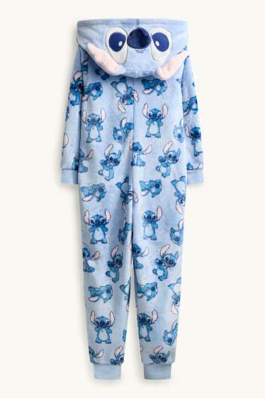 Kinderen: meisjes - Lilo & Stitch - onesie met capuchon - blauw / lichtblauw