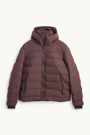 Herren - Funktions-Steppjacke mit Kapuze - gefüttert - bordeaux