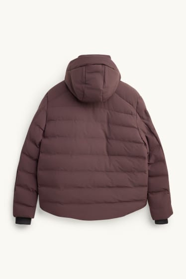 Herren - Funktions-Steppjacke mit Kapuze - gefüttert - bordeaux