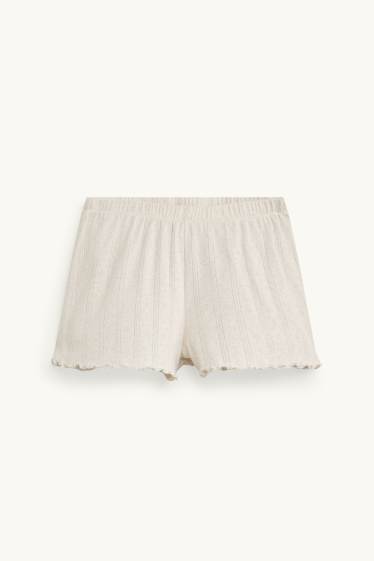 Dona - Pijama d’estiu de punt pointelle - beix