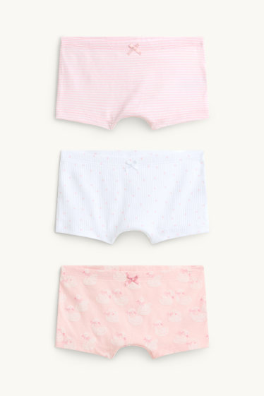Enfants filles - Lot de 3 - étoiles et cygnes - caleçons - rose