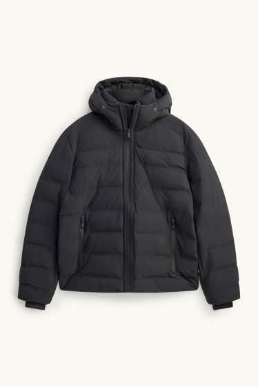 Herren - Funktions-Steppjacke mit Kapuze - gefüttert - schwarz