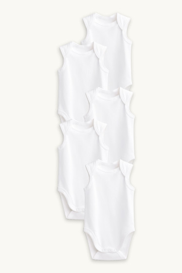 Unisex - Multipack of 5 - baby bodysuit - white