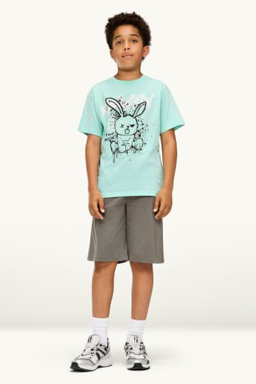 Copii - Băieți - Iepure - set - tricou cu mânecă scurtă și pantaloni scurți - 2 piese - turcoaz