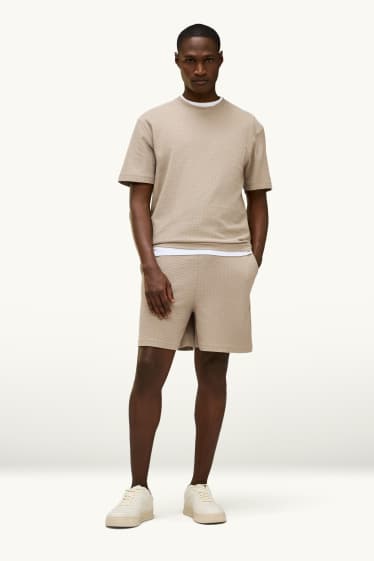 Home - Pantalons curts de xandall - texturats - beix