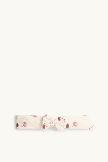 Baby: meisjes - Kers - baby-outfit - 3-delig - wit / roze
