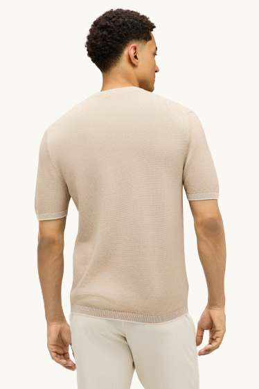 Hommes - T-shirt en maille - regular fit - beige