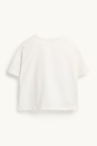Enfants filles - Fleurs - T-shirt - finition brillante - blanc